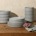 thumbnail image 5 of Gibson Elite Gelston Stoneware Matte Reactive Glaze 16 Piece (Service for 4) Plates and Bowl Dinnerware Set - Grey, 5 of 8