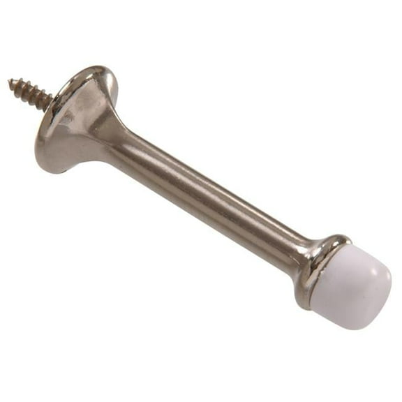 Brass Plated - Rigid Door Stop, Satin Nickel - 3 in.