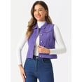 thumbnail image 3 of DARING DIVA Women's Denim Sleeveless Flap Pockets Vest Jacket XL Purple, 3 of 6
