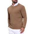 thumbnail image 4 of SUÉTER PULLOVER DE PUNTO TEXTURIZADO EN ESPIRAL PARA HOMBRE, AJUSTE DELGADO, CUELLO REDONDO, MARRÓN, 4 of 6