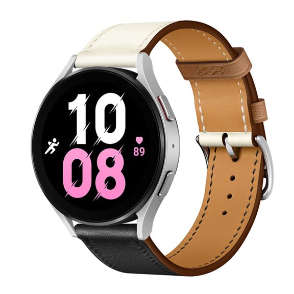 Leather Bands Compatible with Samsung Galaxy Watch 4/5/6 40mm 44mm Band, Genuine Leather Replacement Band for Samsung Galaxy Watch 4/5/6 40mm 44mm for Women & Men
