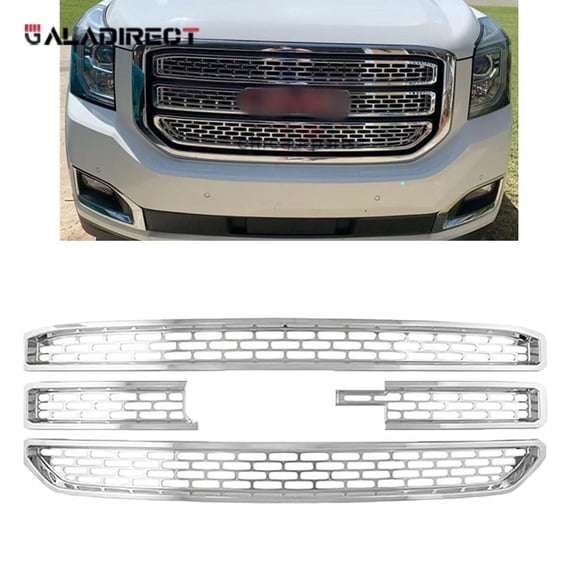 CHROME Snap On Grille Overlay Grill Covers Inserts Fits 2015-2020 GMC Yukon XL