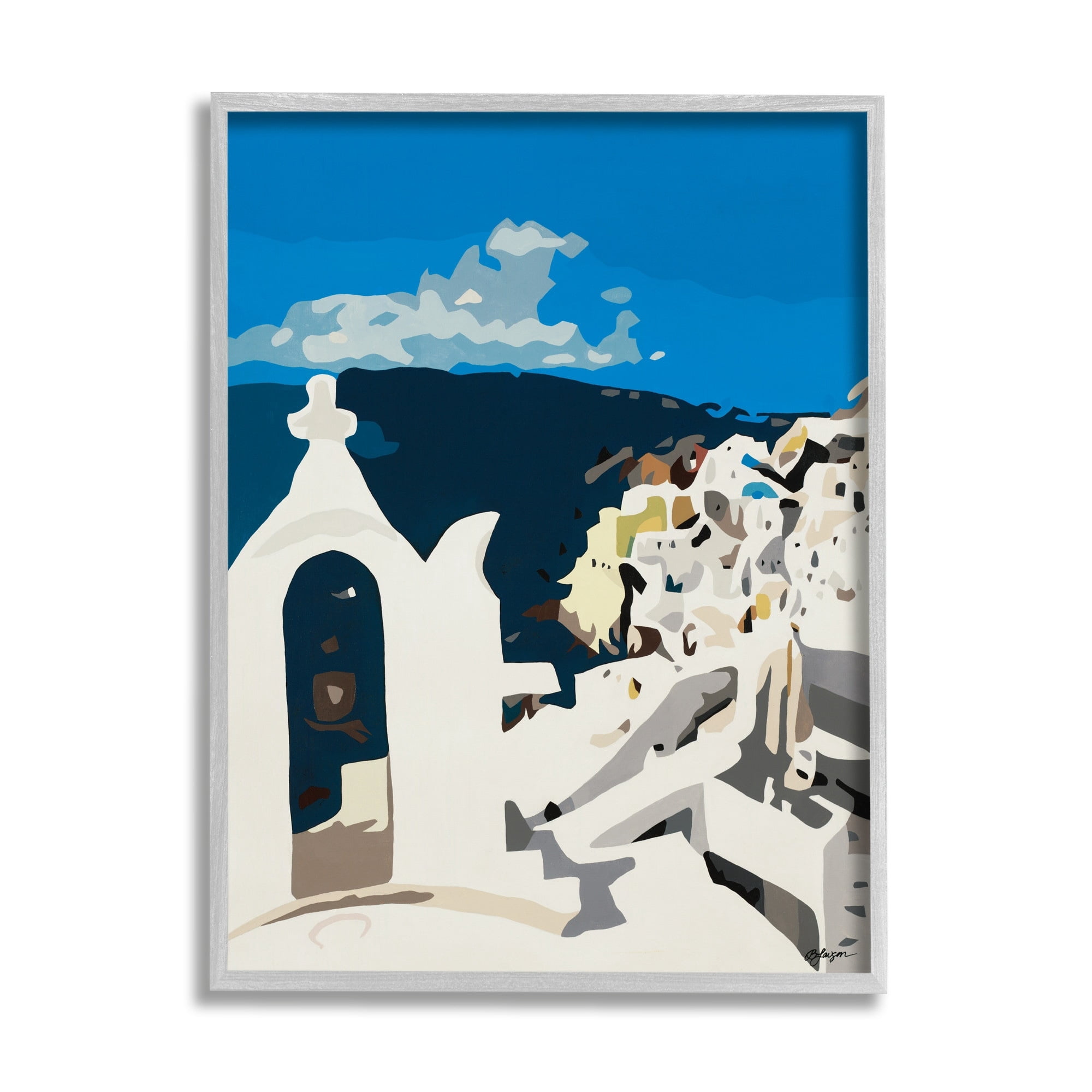 Traditional Coastal Architecture Cityscape Abstraction 24 in x 30 in Framed Painting Art Print, by Stupell Home Décor