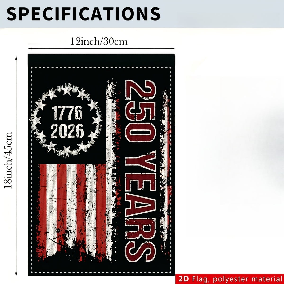 1pc American 250th Anniversary Decoration Background Garden Flag (NO FLAGPOLE), No Need for Power Generation, Polyester Fabric, Decoration During the Anniversary Celebration
