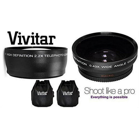 2PC LENS KIT HD WIDE ANGLE & 2.2x TELEPHOTO LENS SET FOR CANON EOS REBEL T5i SL1 (58mm Compatible)