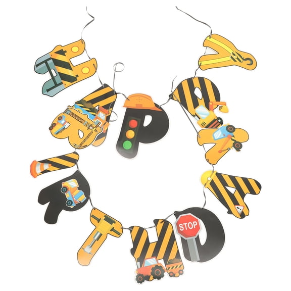 IBASETOY 1 Set of Engineering Vehicle Party Decorations Assorted Color Paper Banner for Special Occasions