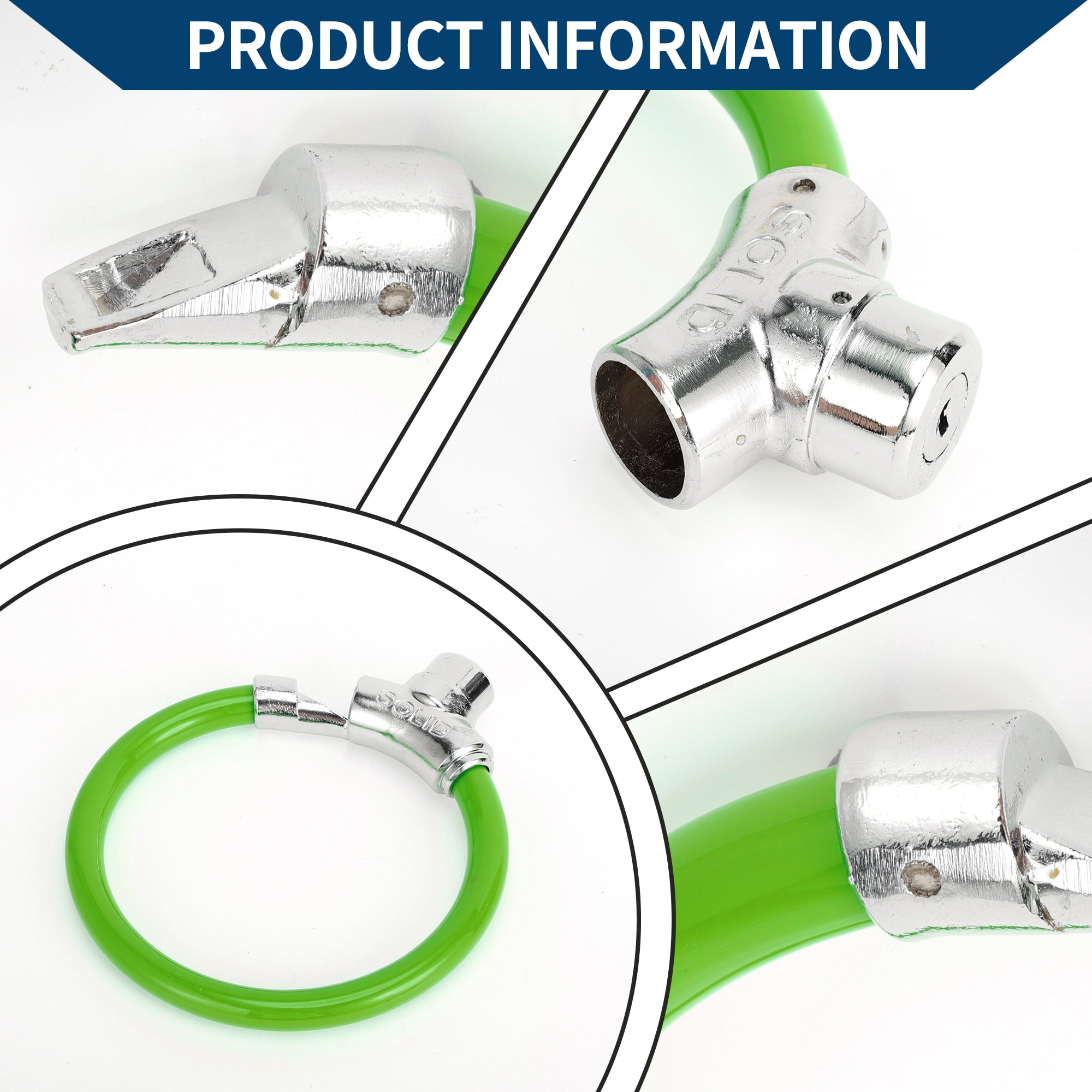 Unique Bargains Bicycle Lock Portable Ring Cable Anti-Theft Bike Lock Stackable Mini Ring Lock 46cm Green 1 Pc