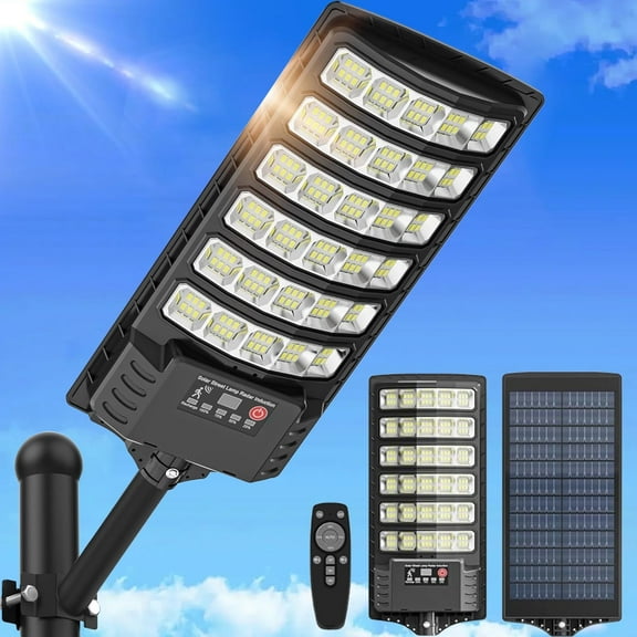 Super Bright Solar Street Lights, 90000LM Solar Parking Lot Lights Dusk to Dawn, Waterproof Solar Motion Sensor Lights, Solar Lights Outdoor for Garden Patio Yard