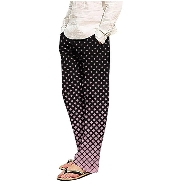 Puntoco Pantalones casuales largos para hombre Pantalones de pijama a cuadros holgados con estampado de cuadros casuales a la moda para hombre Pantalones largos