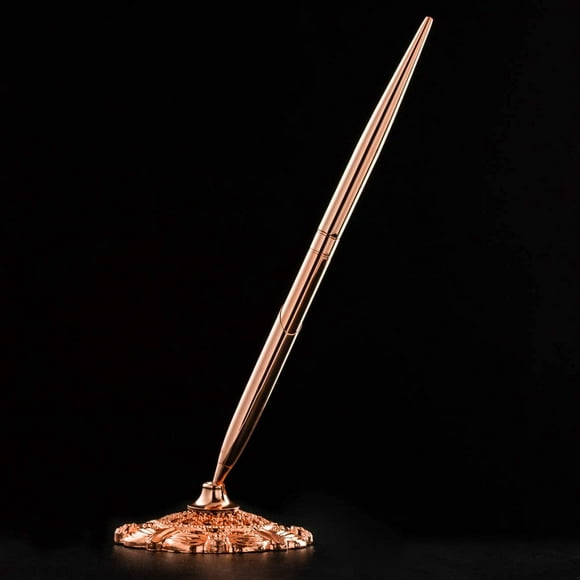Chris.W Signing Pen with Hollow out Holder Stand for Wedding Bridal Party, Rose Gold