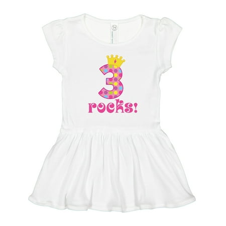 

Inktastic 3rd Birthday Rocks Princess 3 Year Old Gift Toddler Girl Dress
