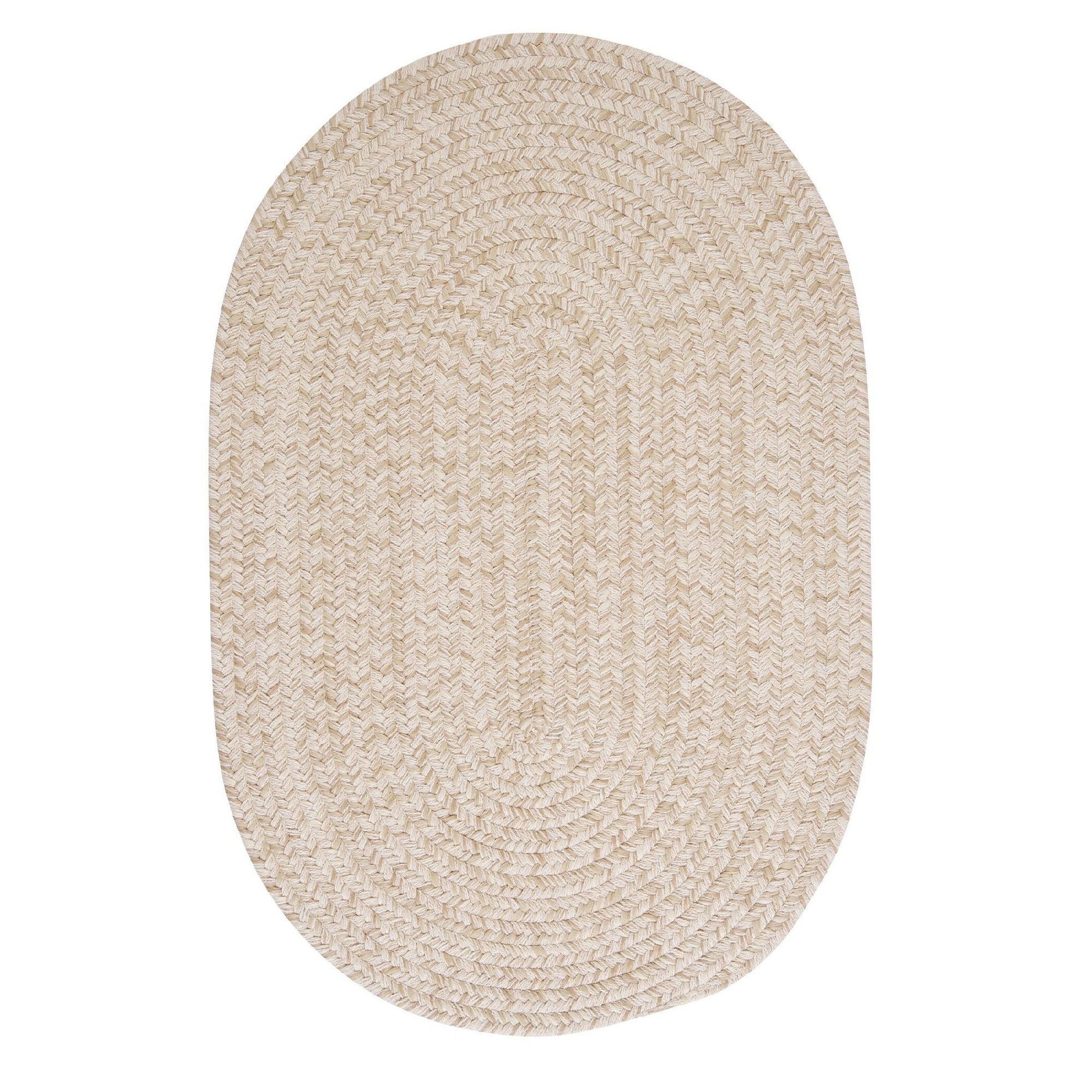 9' x 12' Beige Oval Handmade Braided Area Throw Rug