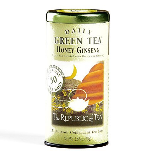 The Republic of Tea Honey Ginseng Green Tea 50 Count Tin 2.65 oz each