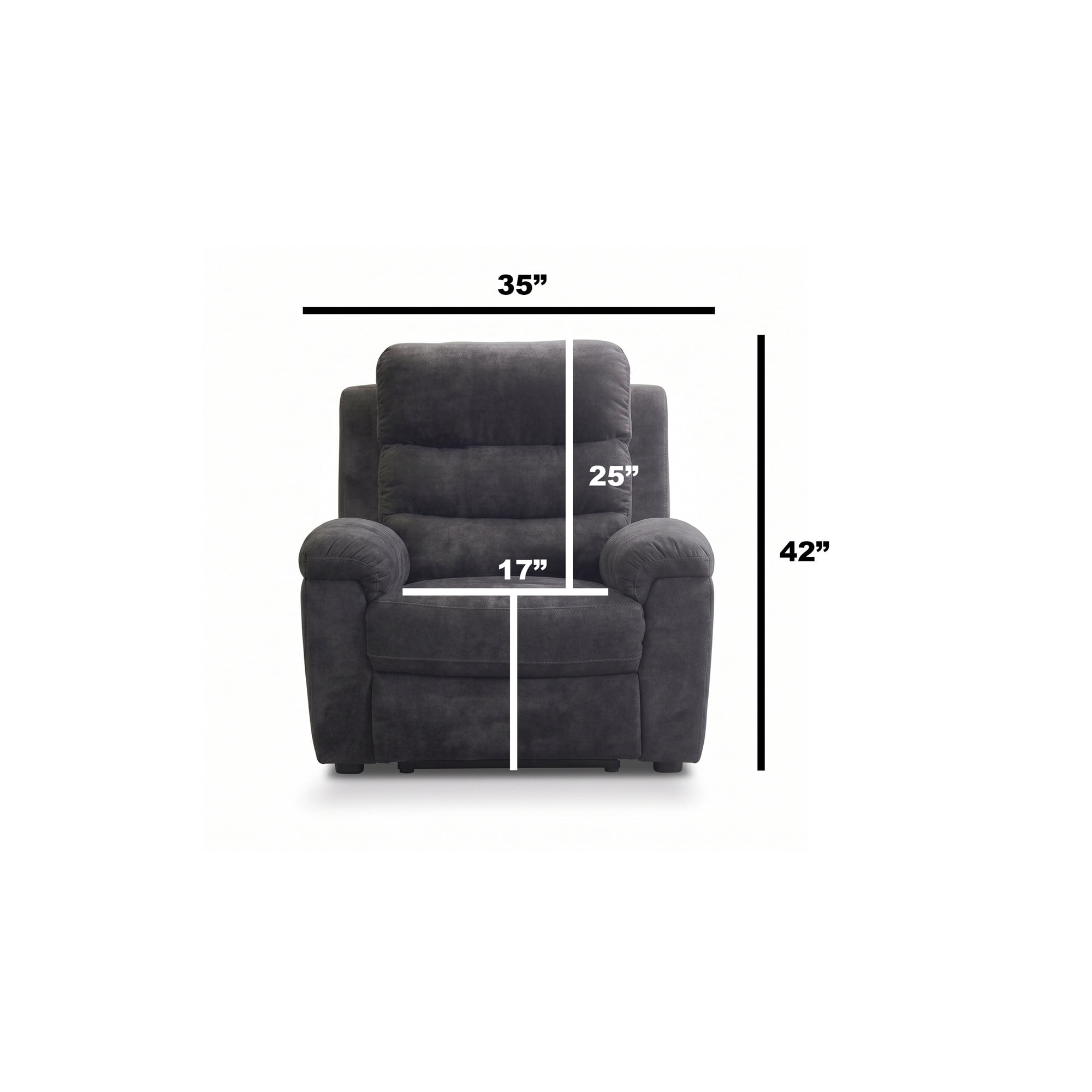 35" Manual Recliner Chair Padded Armchair Living Room, Gray