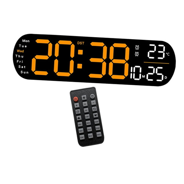 Reloj despertador digital, reloj de escritorio conmutable degreeF/ degreeC, visualización de temperatura, fecha y semana, reloj calendario para mesita de noche, Naranja