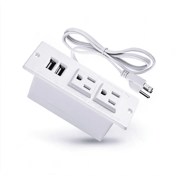 GJX Conference Recessed Power Strip Socket with Usb Ports,Table Power Strip,Desktop Charging Station with 2-Outlets and 2 Usb Ports Space-Saving