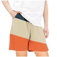 thumbnail image 2 of MKOSPLRT 5-14 Years Children Shorts Baggy Wide Leg Shorts Elastic Waist Color Block Shorts Casual Beach Shorts Trendy Shorts with Pocket, 2 of 4