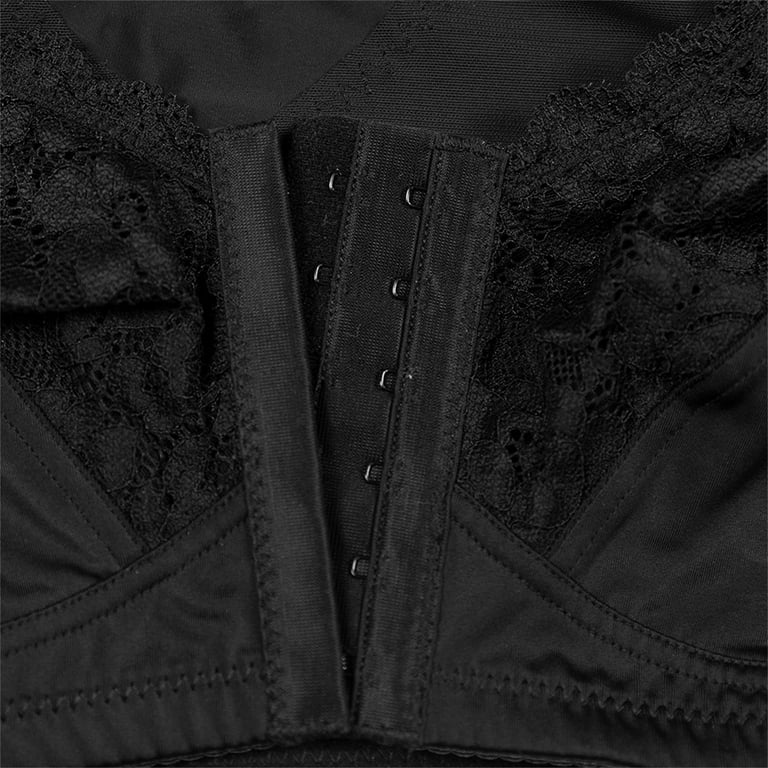 Bigersell Full-Figure Bra Women Wirefree Lace Cup Front Button Thin Large  Bra Underwear Women Size Bralette Bra, Style 7743, Black 36B