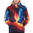 thumbnail image 2 of Bingfone Red And Blue Fire Wolf Men's Drawstring Hoodie Long Sleeve Pocket Sweatshirts-Small, 2 of 6