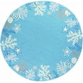thumbnail image 2 of 8' Sea Blue Hand Hooked Bordered Coral Reef Round Indoor Area Rug, 2 of 2