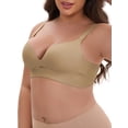 thumbnail image 4 of INSPIRE CHIC Women's Wireless Deep V-Neck Push Up Minimizers Adjustable Spaghetti Straps No Show Soft Bras 38D Khaki, 4 of 4