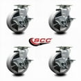 thumbnail image 2 of 5 Inch V-Groove Semi Steel Swivel Caster Set with Bronze Bearings and Brakes SCC, 2 of 2