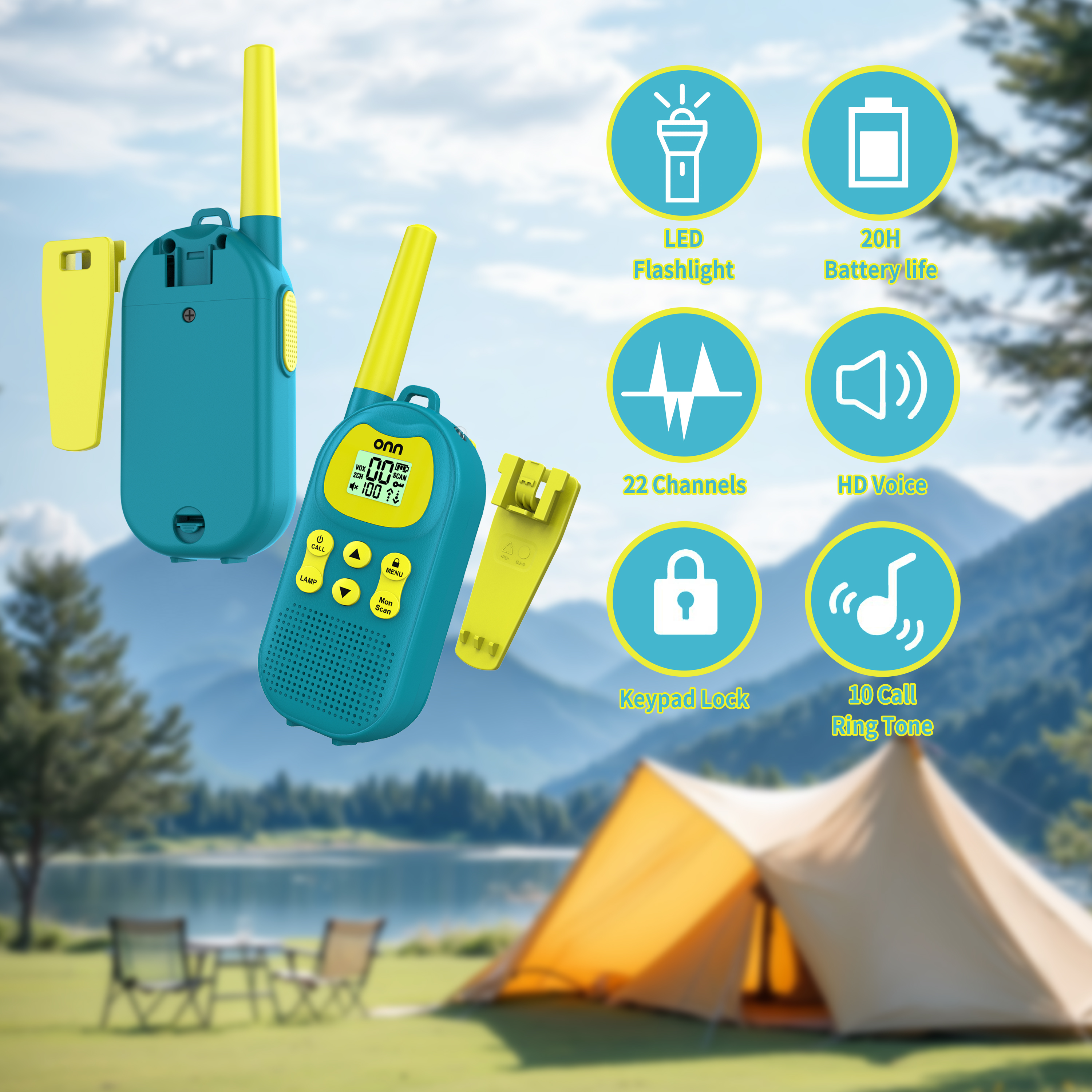 onn Kids' Walkie Talkies 2-Pack with LED Flashlight photo 8