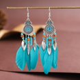 thumbnail image 3 of Pendientes Wonlte Boho Western Turquesa con plumas para mujer, 3 of 5