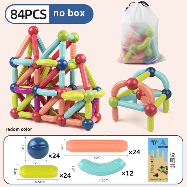 Juego de bloques de construcción magnéticos, juguetes para niños, varilla magnética, bloques de construcción, juguetes educativos Montessori para niños, niños y niñas Tan Jianjun unisex