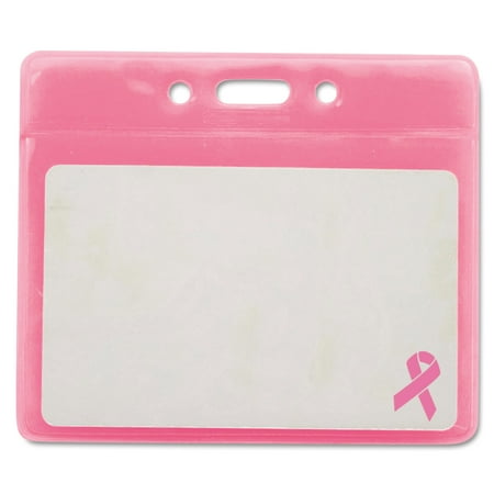 Advantus Breast Cancer Awareness Badge Holder, Horizontal, 3 1/2" x 2 1/2", Pink, 25/Pack
