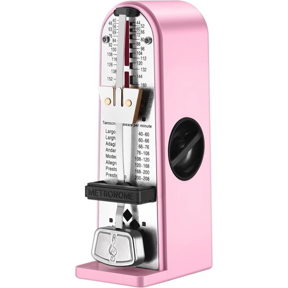 Metrónomo mecánico, metrónomo para piano, guitarra, bajo, violín, batería y otros instrumentos, sonido fuerte y ritmo de pista de alta precisión para principiantes, rosa,Rosa