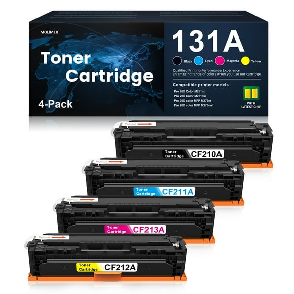 131A CF210A CF211A CF213A CF212A Toner Cartridge (With Chip) Replacement for HP 131A M251n M251nw Printer (Black, Cyan, Magenta, Yellow)