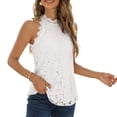 thumbnail image 2 of Camisetas sin mangas de encaje con cuello halter Camisa sin mangas informal Blusa de mujer Top para fiesta de verano Blanco M, 2 of 6