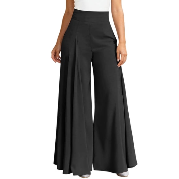 JIAYUE Women's Pants Floor-Length High Waist Wide Leg Trousers Pure Color Lightweight Flowy For Everyday Comfort Casual Bottoms For Women