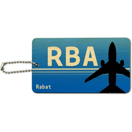 Rabat Morocco (RBA) Airport Code Wood ID Tag Luggage Card for Suitcase or (Best Cotton For Rba)