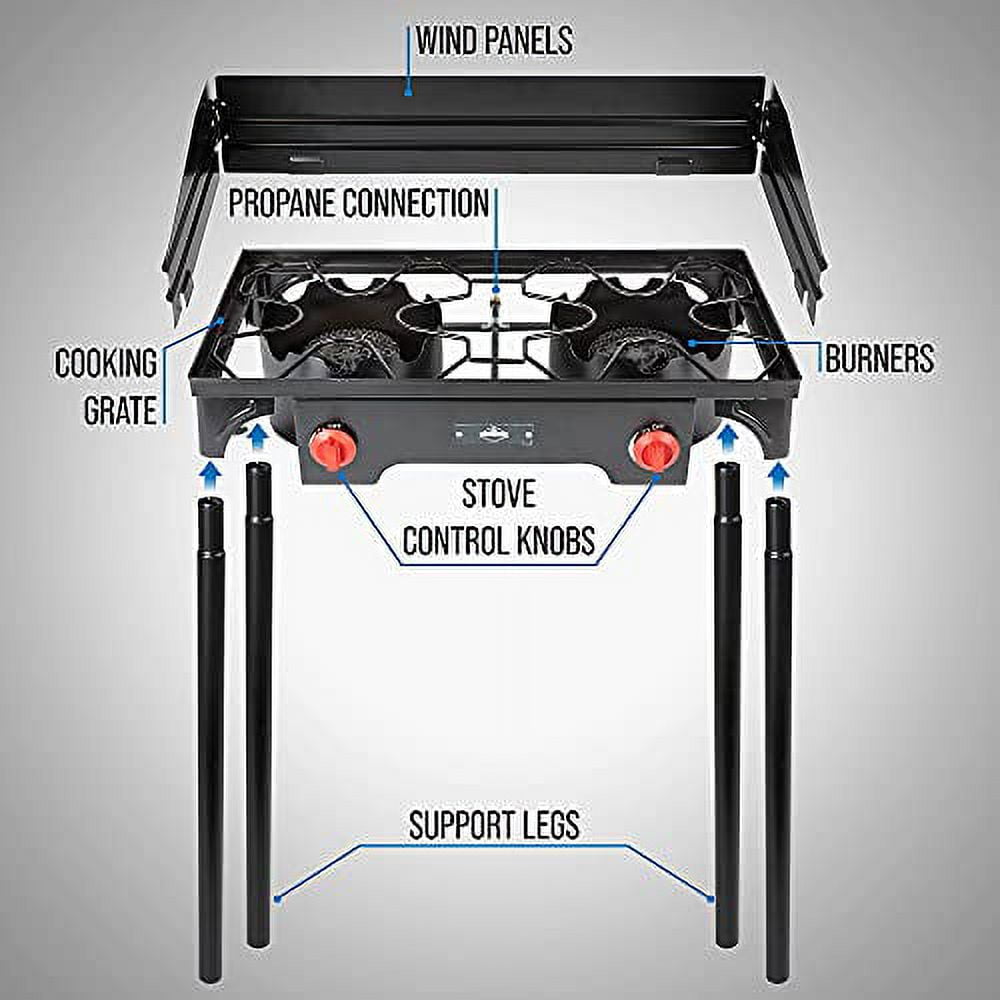 Hike Crew Portable 2 Burner Gas Stove for Outdoor Cooking