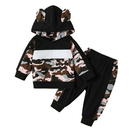 

Toddler Boys Long Sleeve Camouflage Hoodie T-Shirt Tops Pants Outfits