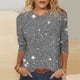 thumbnail image 1 of Tejiojio Women's Sequin Top Round Neck 3/4 Sleeves Sparkly Casual Party Blouse S-2XL, 1 of 5