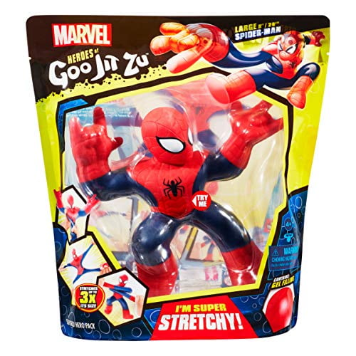Heroes of Goo Jit Zu Spider-Man Licensed Marvel, Super-Sized, Huge 8" Tall Spider-Man | Twist, Squish, and Stretch up to 3X its Size