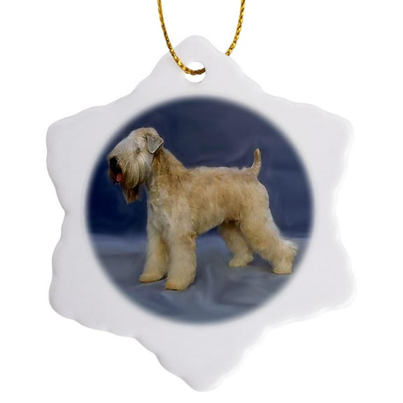3drose, Soft Coated Wheaten Terrier, 3 inch Snowflake Porcelain Ornament