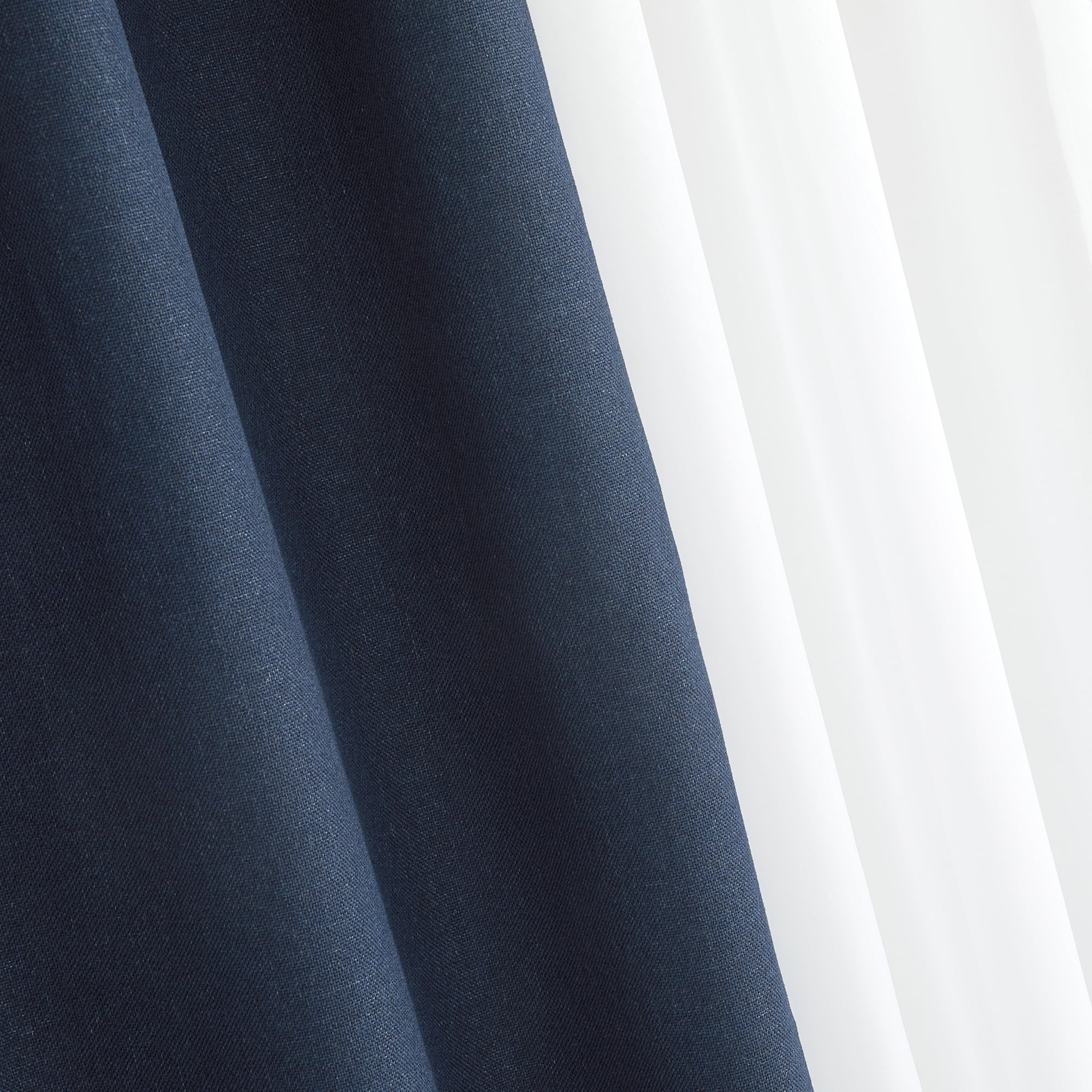 Mainstays Solid Twill Blackout Curtain Panel and Sheers, Set of 4, Blue Cove, 27.5" W x 84" L