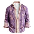 thumbnail image 4 of Fsmtpdam Long Sleeve Hawaiian Shirts for Men Vintage Floral Button Down Boho Tops with Lace Trim Lightweight Casual Beach Holiday Vintage Shirt, 4 of 5