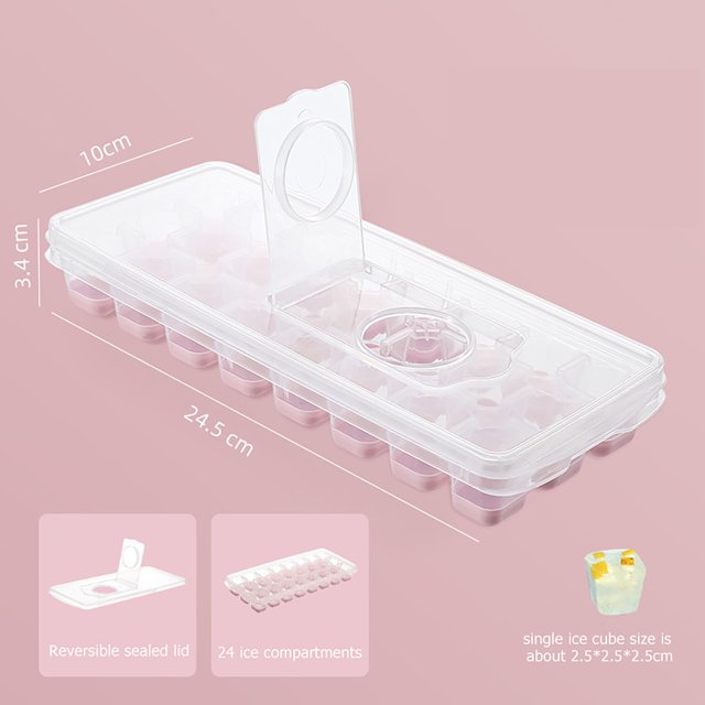 Molde de Cocina Bandeja para cubitos de hielo y cubierta antipolvo Molde para hacer hielo sin BPA de alta capacidad (C rosa) Sywqhk Libre de BPA