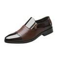 thumbnail image 4 of Men Dress Shoes Slip on Footwear Men Formal Shoes for Career Office Wedding Brown with Holes 44, 4 of 8