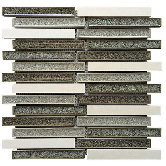 Intrend Tile CT001-A 0,75 x 6 Po Céramique et Pierre Mosaïque Linéaire Mélange - Gris