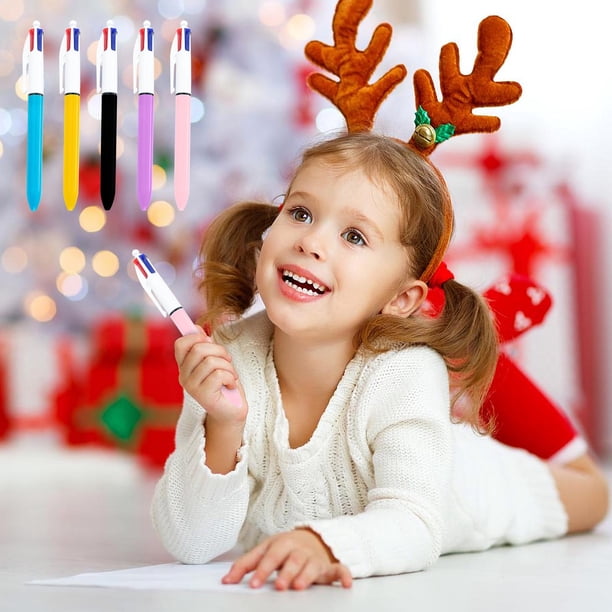 Xihbxyly Bolígrafo de 4 Colores, Multitinta, Diseño Elegante, Agarre Ergonómico, Ideal para El Estudio En La Oficina, Set de Regalo para Las Fiestas, Paquete de 3 Bolígrafos, Mecanismo Retráctil, Por