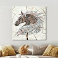 thumbnail image 3 of wall26 Canvas Print Wall Art Wood Ring Effect Tribal Pattern Horse Animals Wildlife Wood Panels Modern Art Farmhouse/Country Expressive Multicolor Warm for Living Room, Bedroom, Office - 16"x16&, 3 of 5
