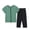 Green, variant on Seductiva 2 Piece Lounge Pjs Women Summer Middle Embroidered Short Sleeve Color Block T Shirt Set