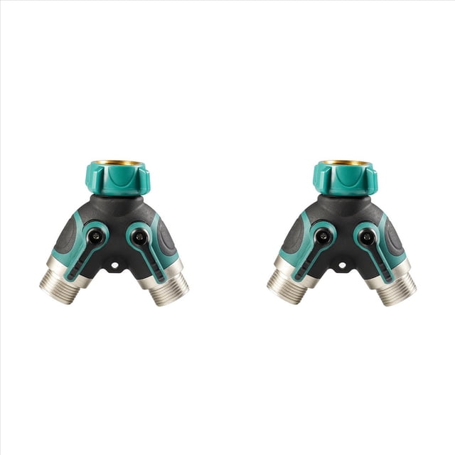 2X Divisor de Manguera Conector en y para Grifo de 2 Vías de 3/4 Pulgadas con Válvula de , Divisor de Manguera de Jardín A
