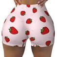 thumbnail image 2 of Lsque Strawberry Pattern High Waisted Biker Shorts for Women-Tummy Control Fitness Athletic Workout Running Yoga Gym Shorts,Moisture-Wicking-, 2 of 9